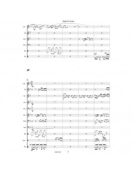 High Far Gone - partitions pour ensemble de percussions - de Jacopo Costa.
Guillaume Guégan Editions.